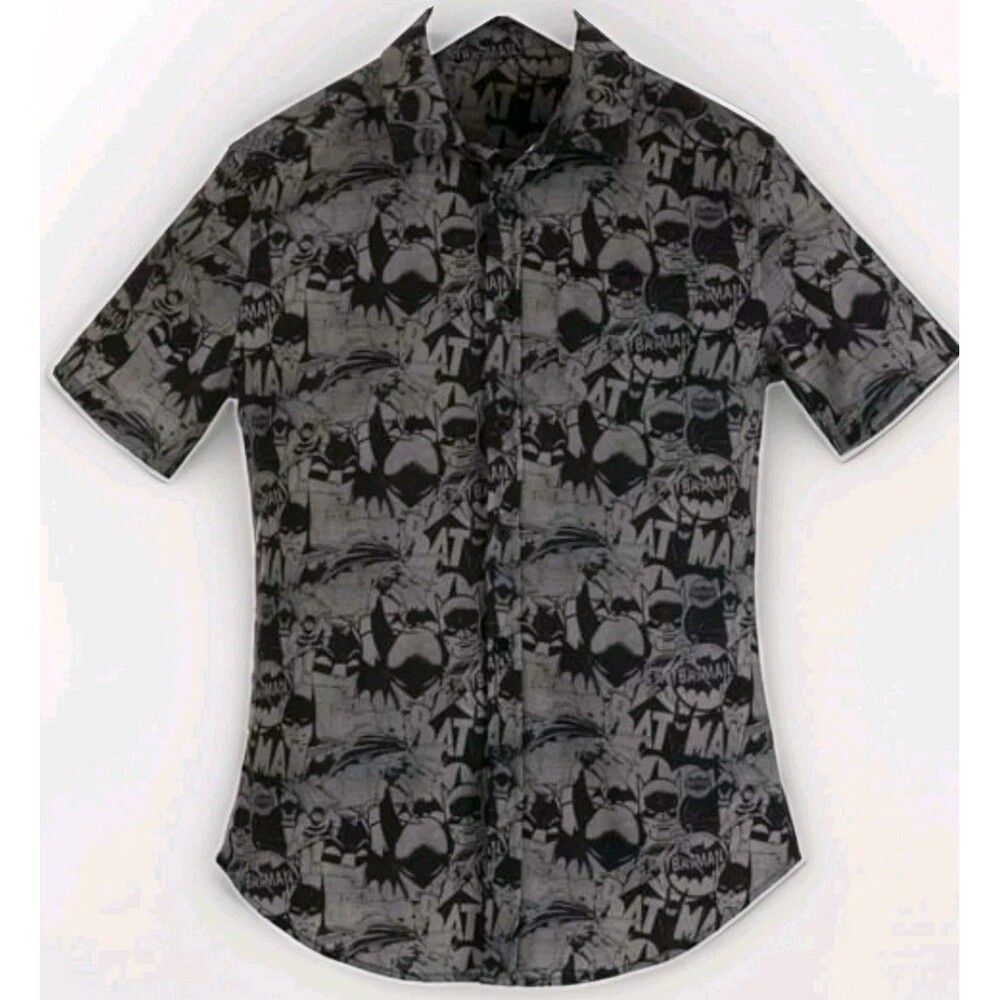 Batman Mens Batman Logo Button Up Shirt NWT Sz XS New DC Excellent